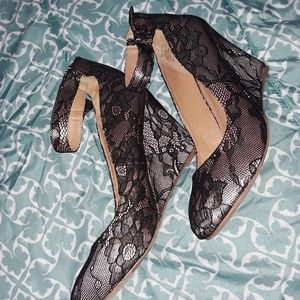 Report lace wedge heels